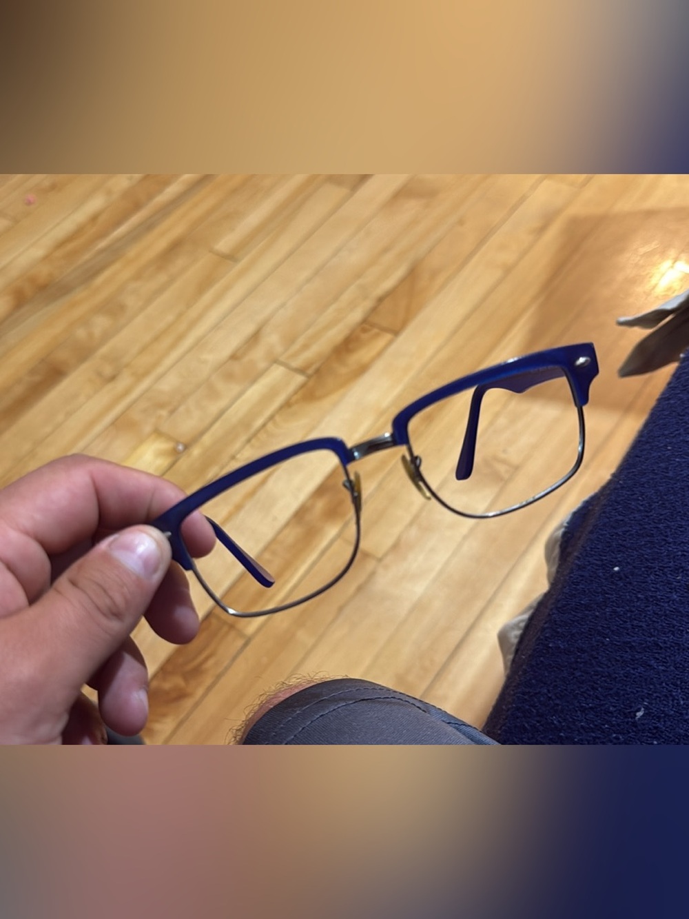 Ray-Ban Blue and Silver Semi-Rimless Eyeglasses frame only